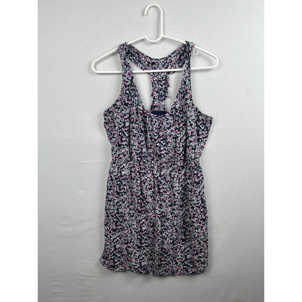 Floral Racerback Ruffle Dress Sleeveless Mini Navy Pink White 1786‎